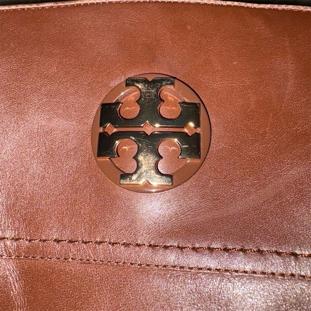 Tory Burch Women's Adeline Brown Leather Knee High Riding Boots Back Zip Closure - Picture 6 of 9